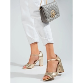 Sandalias de mujer Shelovet clásicas doradas con tacón alto dorado 3