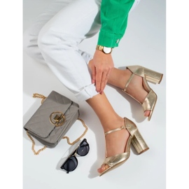 Sandalias de mujer Shelovet clásicas doradas con tacón alto dorado 7