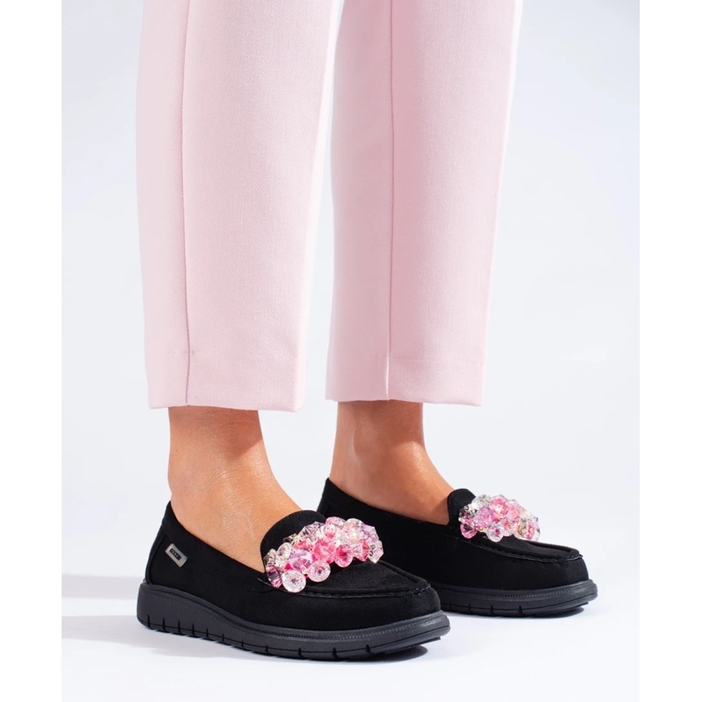 Mocasines mujer plataforma Shelovet ante negro 1