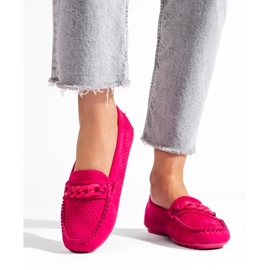 Mocasines Shelovet de ante calado rosa para mujer rosado 1