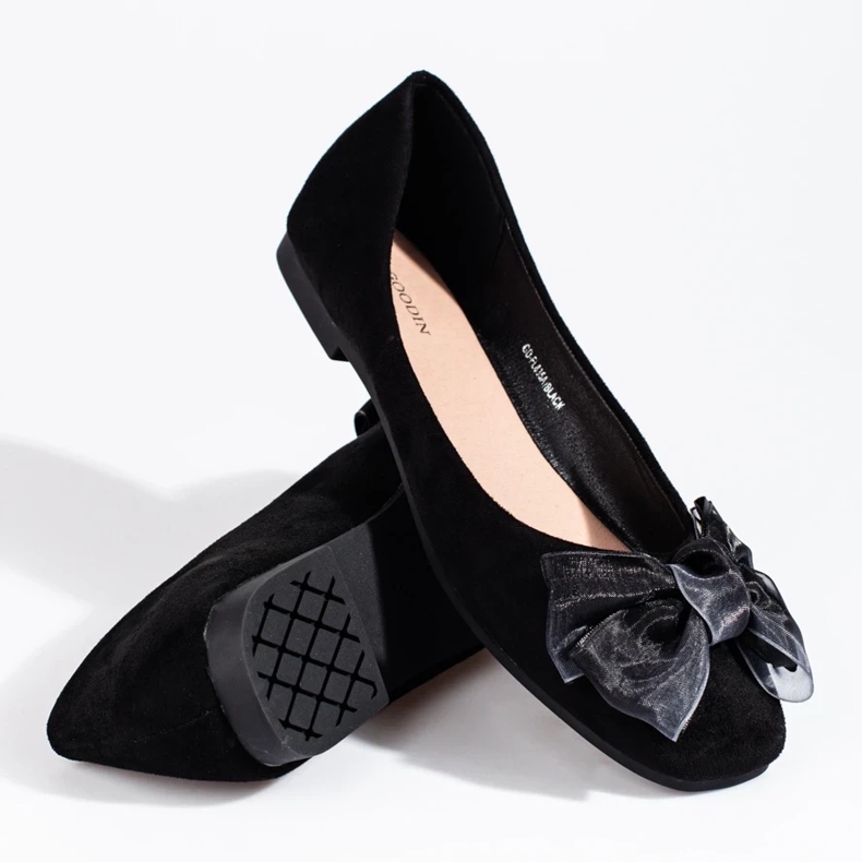 Bailarinas de mujer de ante con lazo Shelovet negro 2