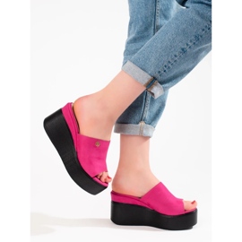Cuñas altas de las mujeres rosas rosado 3