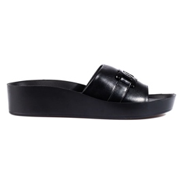 Pantuflas negras de mujer en la plataforma Shelovet negro 1