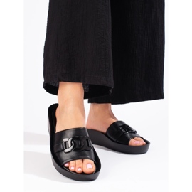 Pantuflas negras de mujer en la plataforma Shelovet negro 3