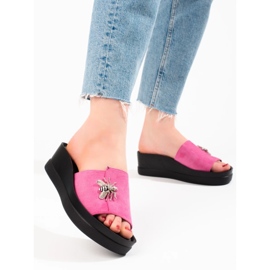Zapatillas para mujeres rosadas en una cuña cómoda rosado 2