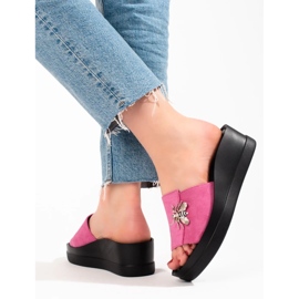 Zapatillas para mujeres rosadas en una cuña cómoda rosado 3