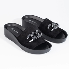 Cómodas zapatillas de casa de mujer Shelovet negras con cadena negro 3