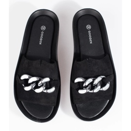 Cómodas zapatillas de casa de mujer Shelovet negras con cadena negro 6
