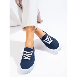 Zapatillas clásicas con cordones para mujer Shelovet azul marino 4