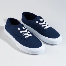 Zapatillas clásicas con cordones para mujer Shelovet azul marino 2