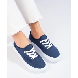 Zapatillas clásicas con cordones para mujer Shelovet azul marino 7