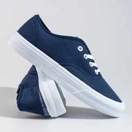 Zapatillas clásicas con cordones para mujer Shelovet azul marino 3