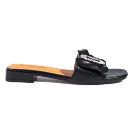 Babuchas negras de mujer con lazo Shelovet negro 5