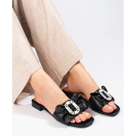 Babuchas negras de mujer con lazo Shelovet negro 2