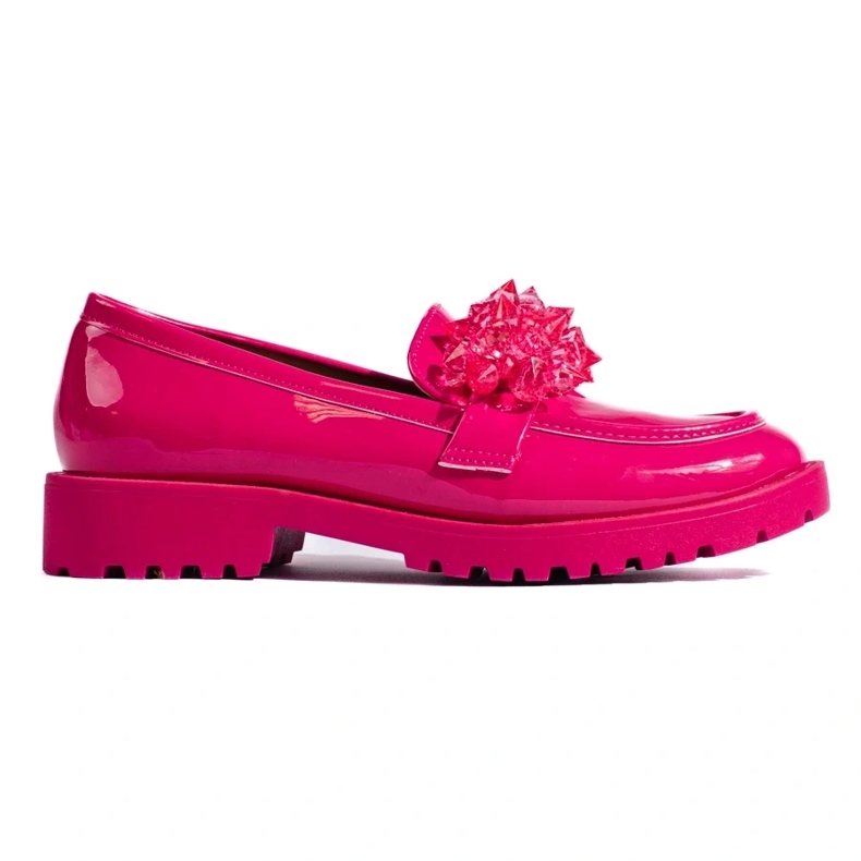 Mocasines mujer Shelovet lacados con cristales fucsia rosado 2