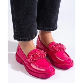 Mocasines mujer Shelovet lacados con cristales fucsia rosado 1 Mocasines mujer Shelovet lacados con cristales fucsia rosado 1
