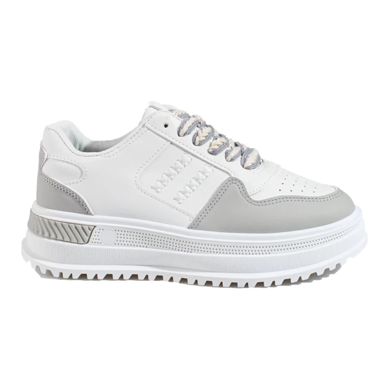 Zapatillas deportivas de mujer con plataforma alta Shelovet blanco y gris. 1