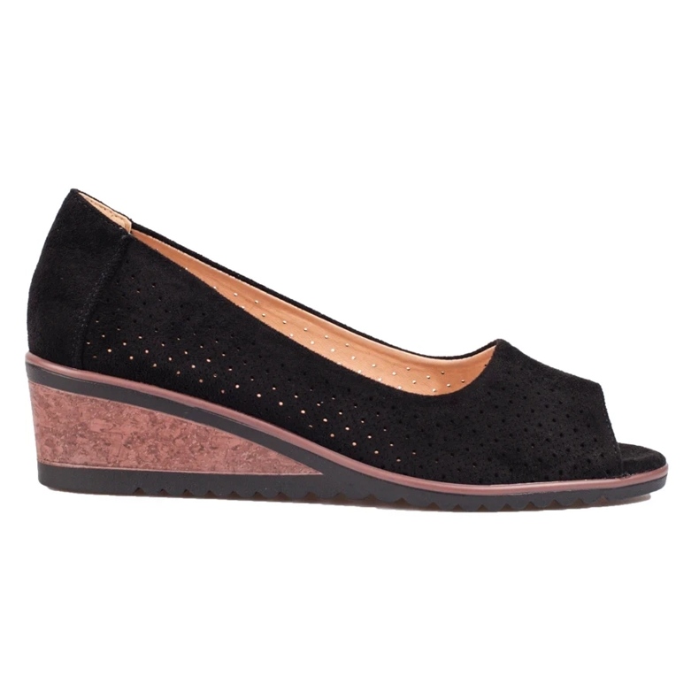 W. Potocki Salones mujer cuña ante calado Potocki negro 2