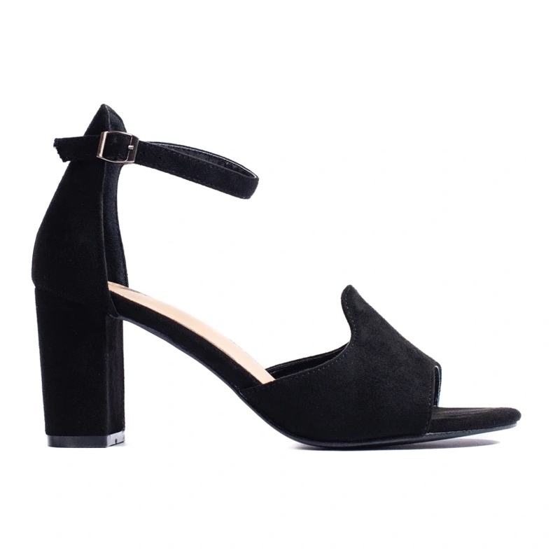 Sandalias negras de mujer en el poste de W. Potocki negro 1