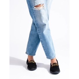 Slip on de material cómodo para mujer con cadena Shelovet negro 4