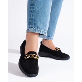Slip on de material cómodo para mujer con cadena Shelovet negro 1