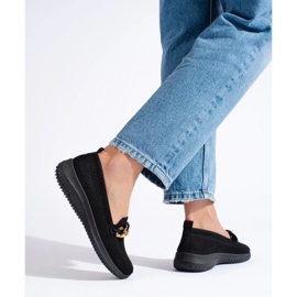 Slip on de material cómodo para mujer con cadena Shelovet negro 3