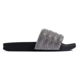 Pantuflas negras con pedrería Shelovet negro 1