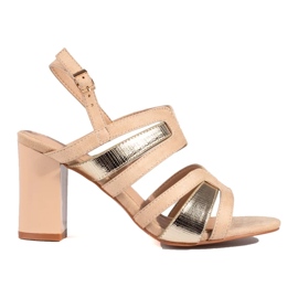Vinceza Sandalias de tacón para mujer en beige y dorado de Vineza 2