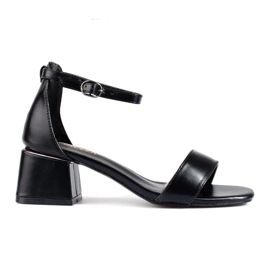 Sandalias clásicas negras de tacón bajo de Vinceza negro 4