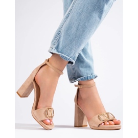 Sandalias de mujer Vinceza beige con tacón alto 4