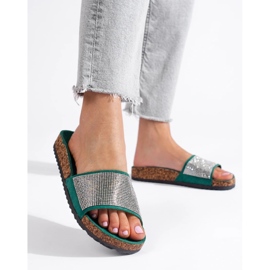 Chanclas Shelovet de corcho verde con circonitas 3