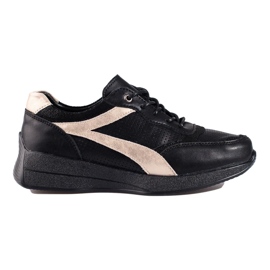 Deportivas Shelovet plataforma piel negra negro 1