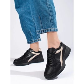 Deportivas Shelovet plataforma piel negra negro 3