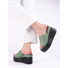 Zapatillas casa cuña alta verde 4