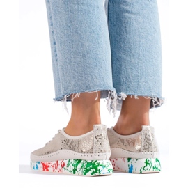 Zapatos de mujer de piel con plataforma de colores Shelvt dorado 1