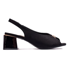 Sandalias de gamuza de mujer elegante negro en el puesto de Shelovet 3