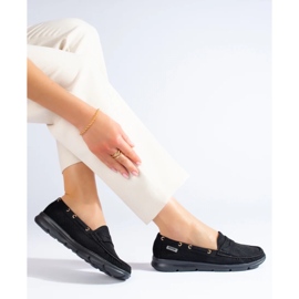 Mocasines de mujer Shelovet en ante negro 1