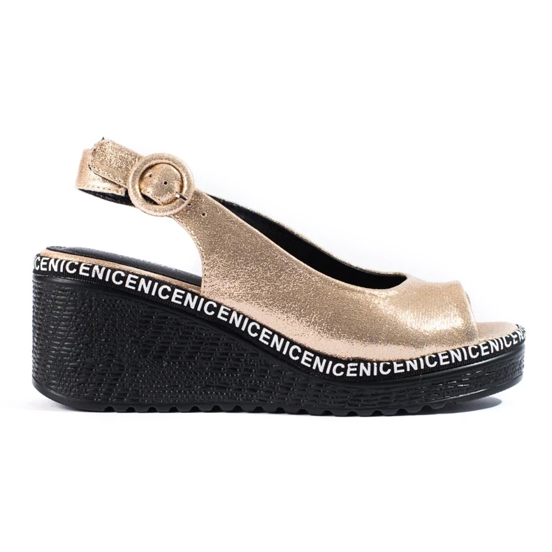 Sandalias cuña Shelovet dorado 1