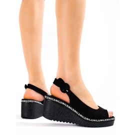 Sandalias de cuña negras de Shelovet negro 4