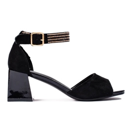 Sandalias mujer tacón bajo Shelovet negras negro 4