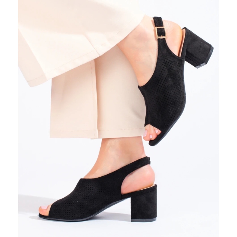 W. Potocki Sandalias tacón negro calado Shelovet 1