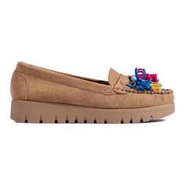 W. Potocki Mocasines boho Potocki de ante con borlas beige 3
