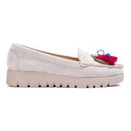 W. Potocki Mocasines boho Potocki de ante gris con flecos 3