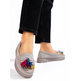 W. Potocki Mocasines boho Potocki de ante gris con flecos 2 W. Potocki Mocasines boho Potocki de ante gris con flecos 2