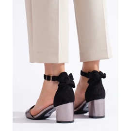 W. Potocki Sandalias negras y plateadas con lazo de Potocki negro 1 W. Potocki Sandalias negras y plateadas con lazo de Potocki negro 1