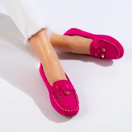 Mocasines de mujer en ante rosa Shelovet rosado 2