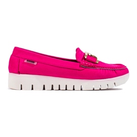 Mocasines de ante con suela gruesa Shelovet rosa rosado 3