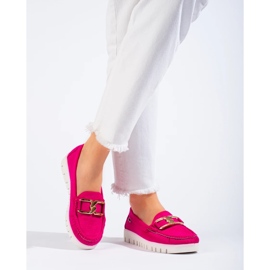 Mocasines de ante con suela gruesa Shelovet rosa rosado 2