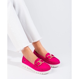 Mocasines de ante con suela gruesa Shelovet rosa rosado 4