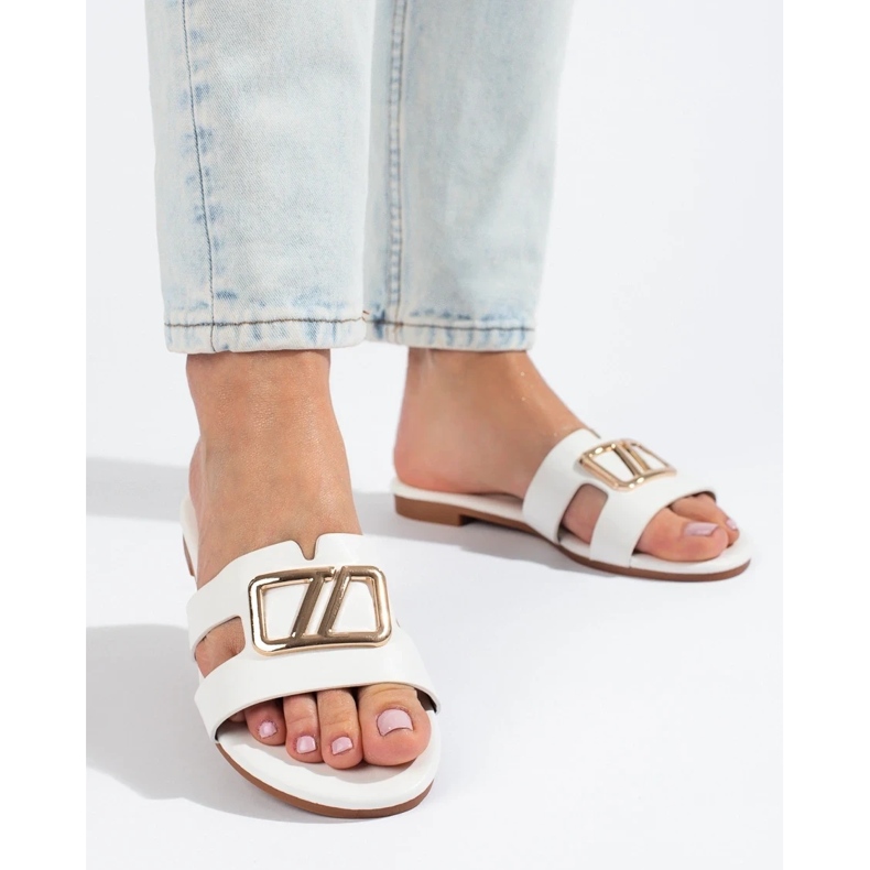 Pantuflas de mujer elegantes blancas Shelovet blanco 1